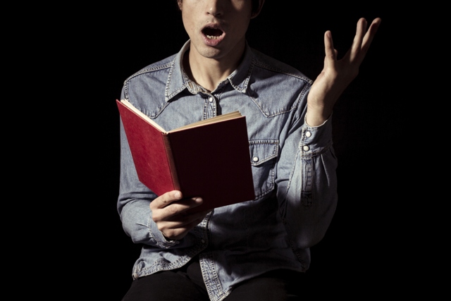 Actor preparing lines