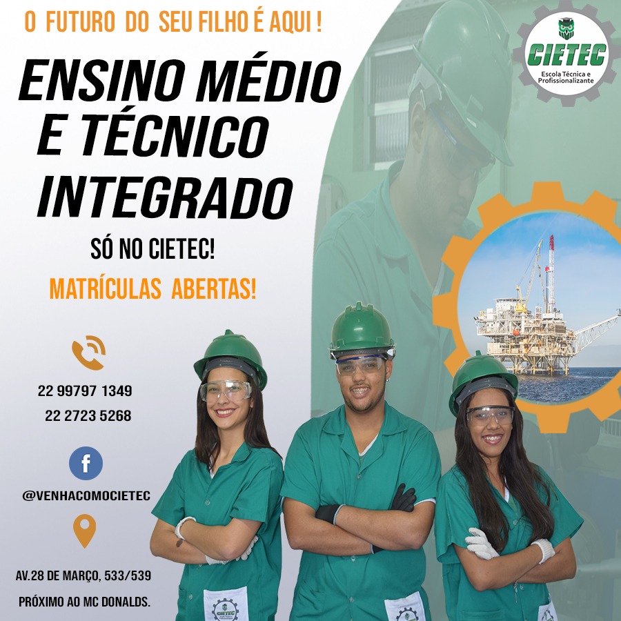 Últimas vagas para ensino médio+ técnico no Cietec