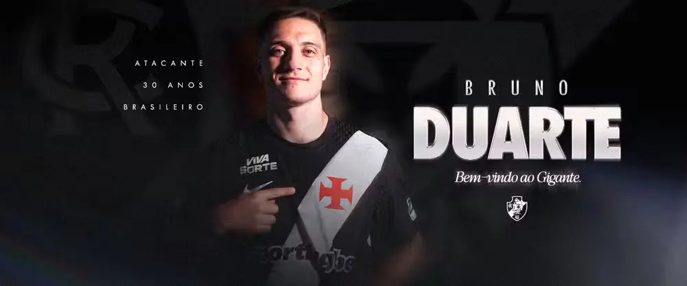 Vasco anuncia contratação de atacante Bruno Duarte