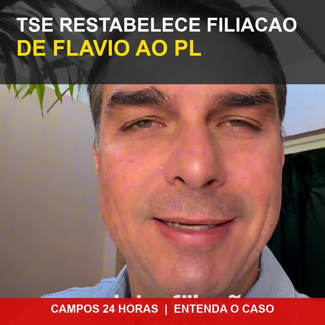 Flávio Bolsonaro em pronunciamento após problema no cadastro partidário