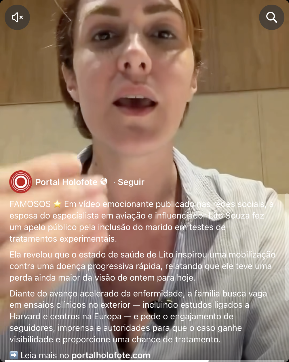 Mila Seidl faz apelo por Lito Sousa em vídeo publicado nas redes sociais