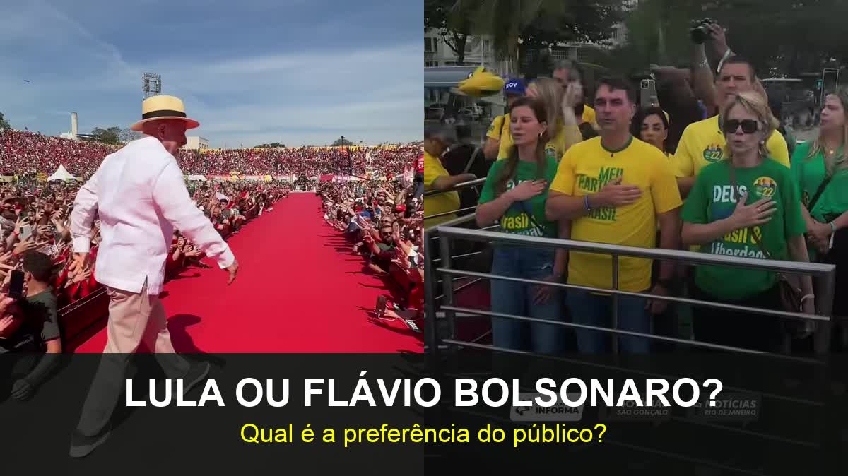 Lula e Flávio Bolsonaro iniciam campanhas em atos com apoiadores; qual é a sua preferência?