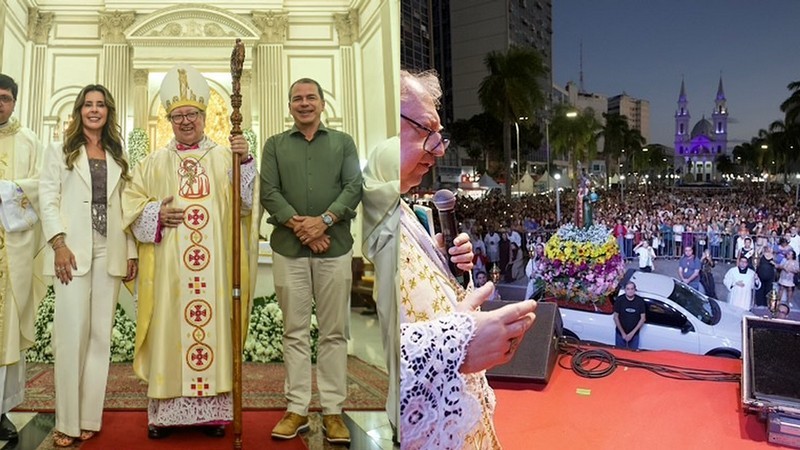 Campos celebra padroeiro com procissão e missa: participação de fiéis, prefeito Frederico e primeira-dama Carla Paes