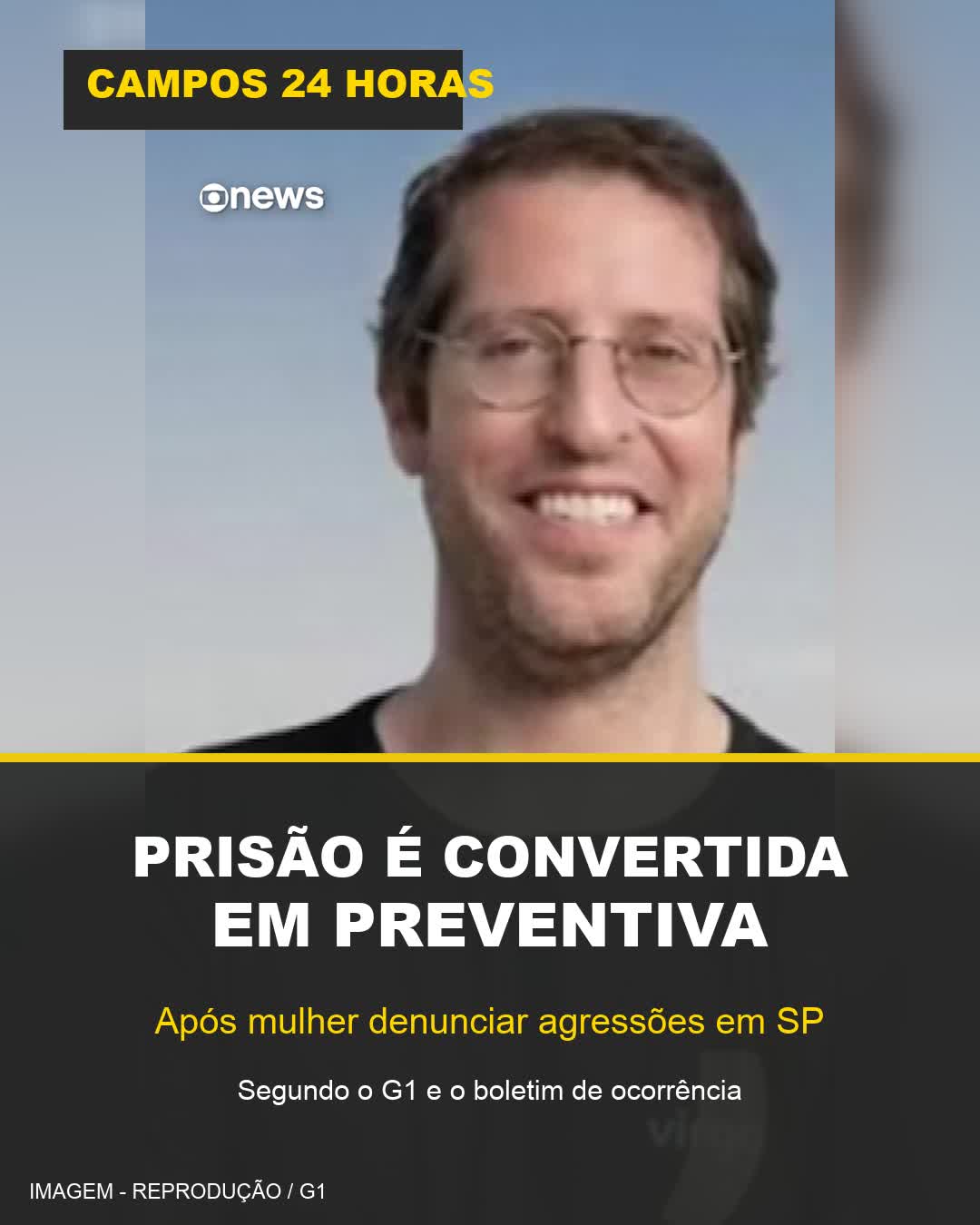 Ivo Vel Kos em imagem reproduzida pelo G1; prisão foi convertida em preventiva após denúncia de violência doméstica