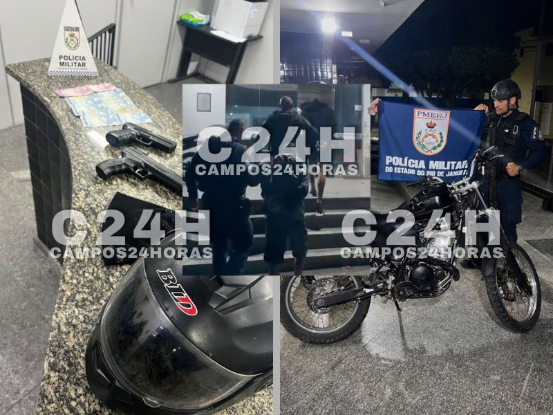 Vídeo: Suspeitos de assalto são presos com simulacros e moto adulterada