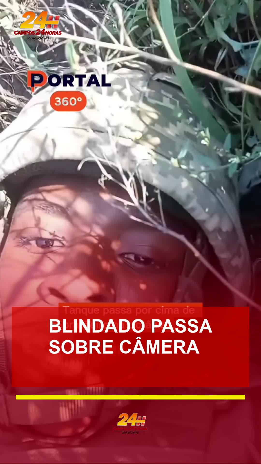 Vídeo mostra blindado passando sobre posição de homem deitado na vegetação