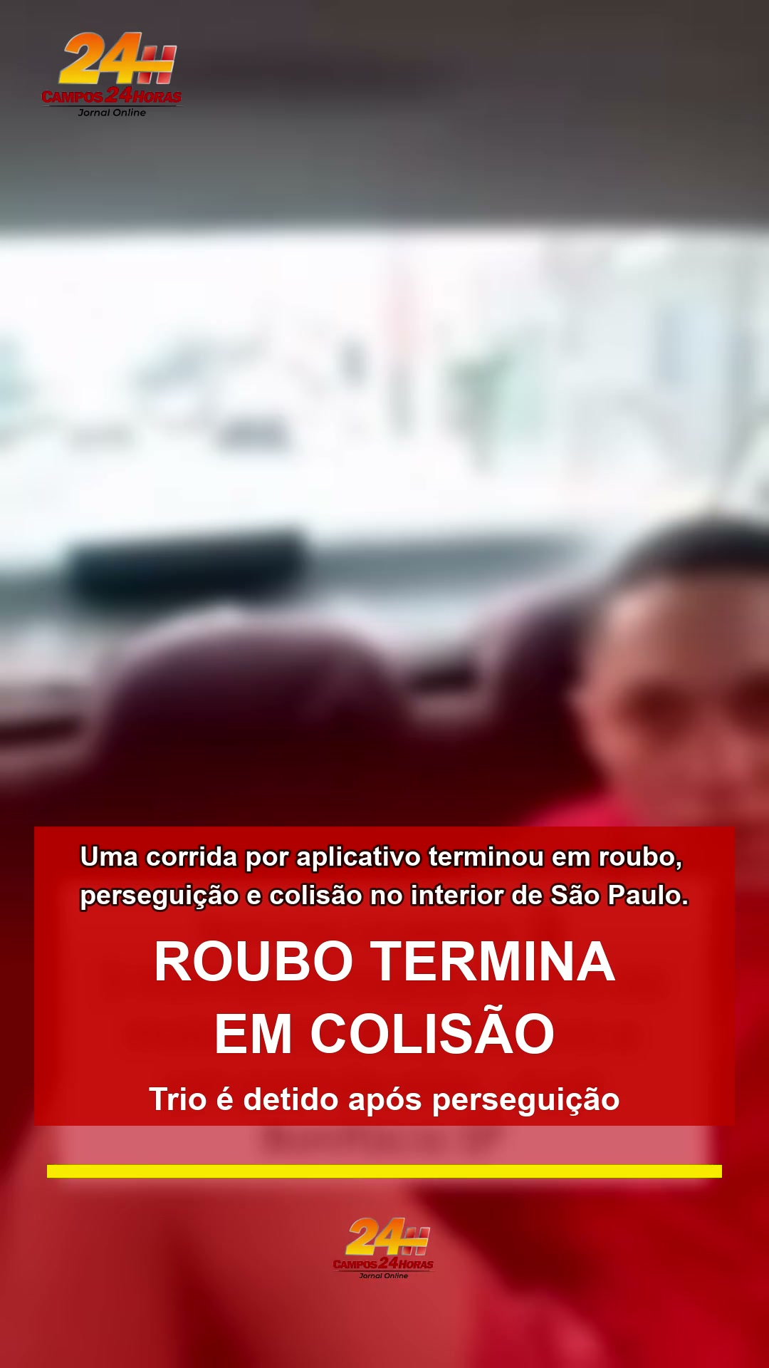 Roubo de carro de aplicativo termina em perseguição e colisão no interior de SP