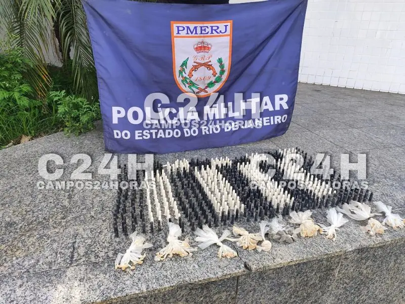 Grande quantidade de drogas escondida em mata em Morro do Coco