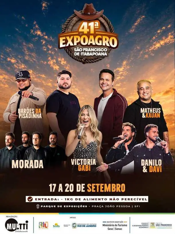 Expoagro de São Francisco terá shows de Morada, Barões da Pisadinha e Matheus & Kauan