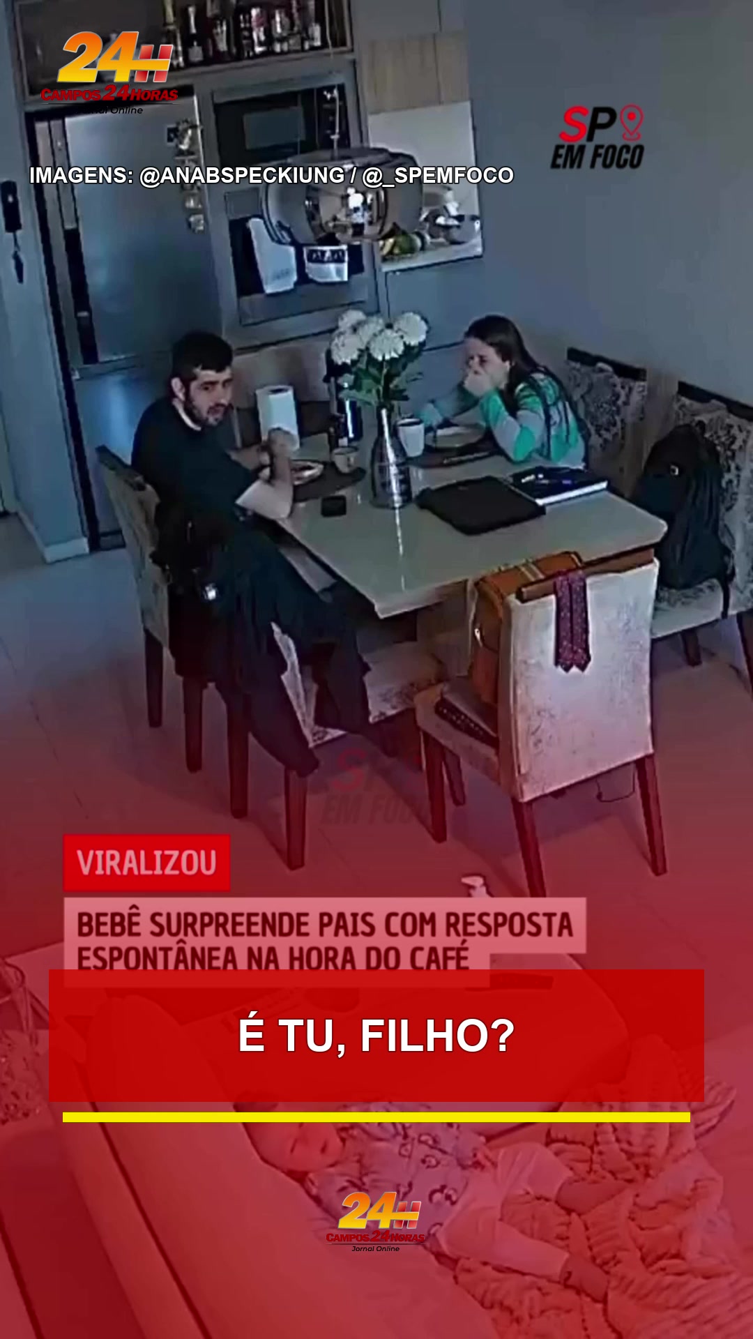 Pais riem da resposta espontânea do bebê