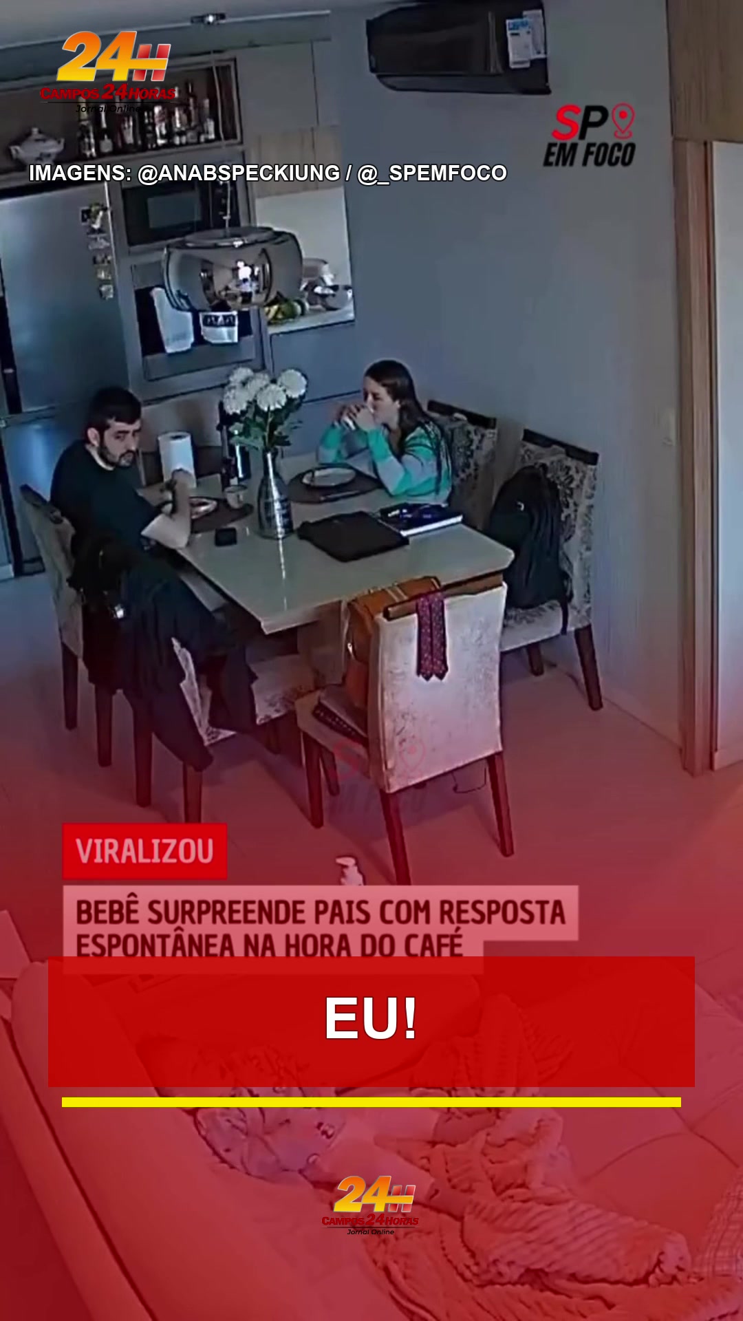 Bebê responde ao pai no café da manhã e diverte a família