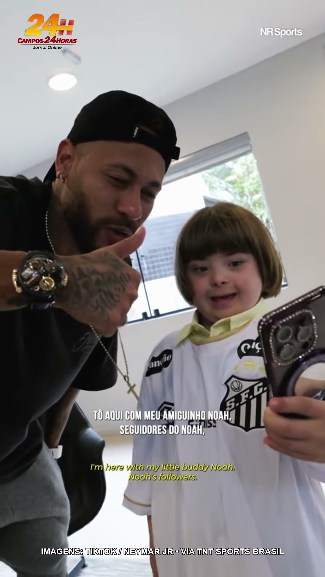 Neymar grava mensagem ao lado de Noah