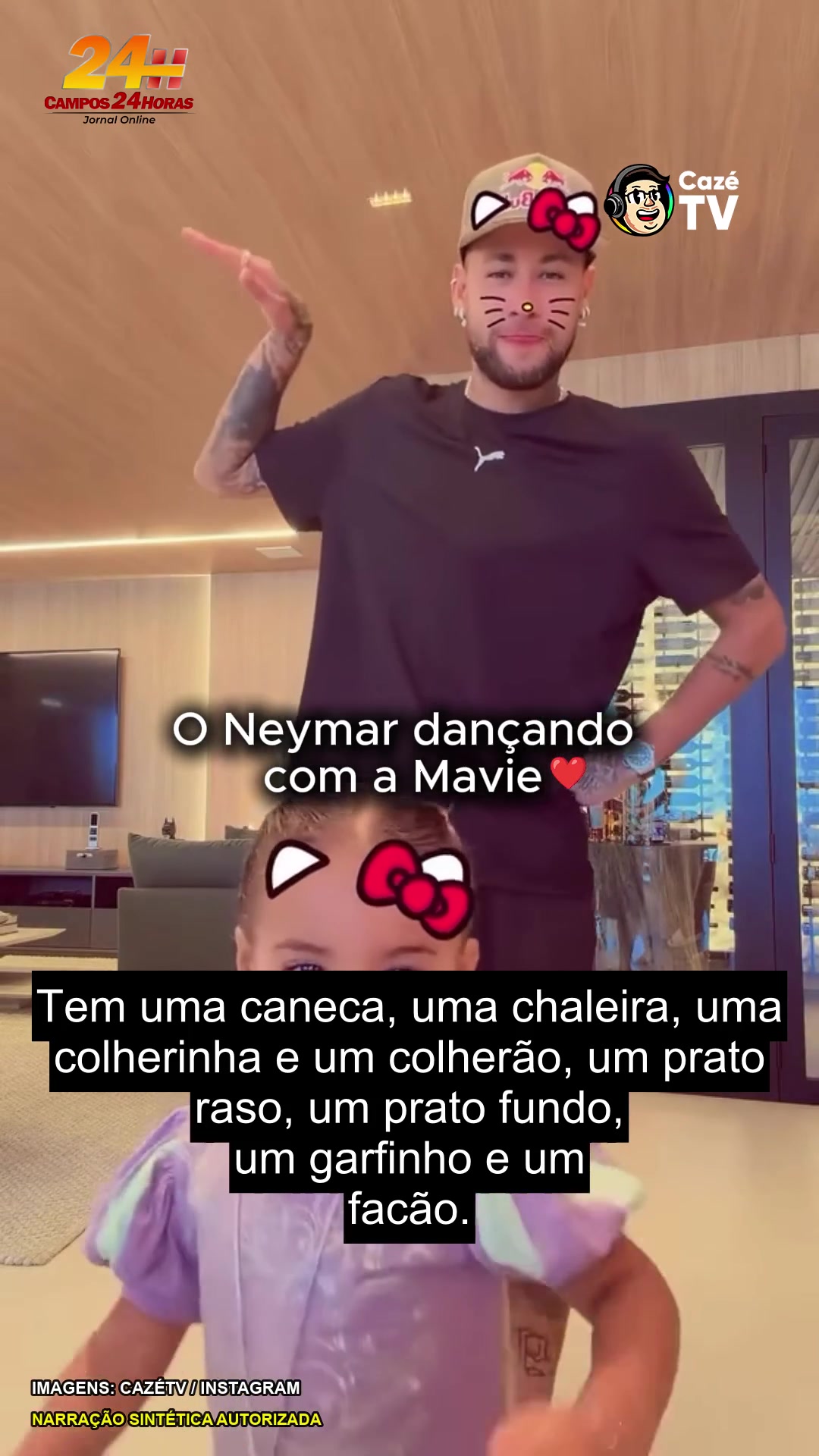 Neymar e Mavie reproduzem coreografia de canção infantil