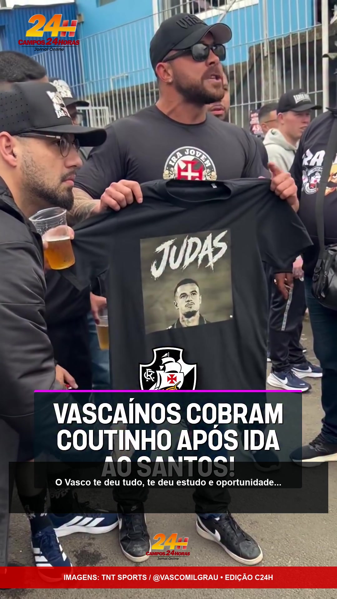 Homem dirige críticas a Philippe Coutinho durante protesto