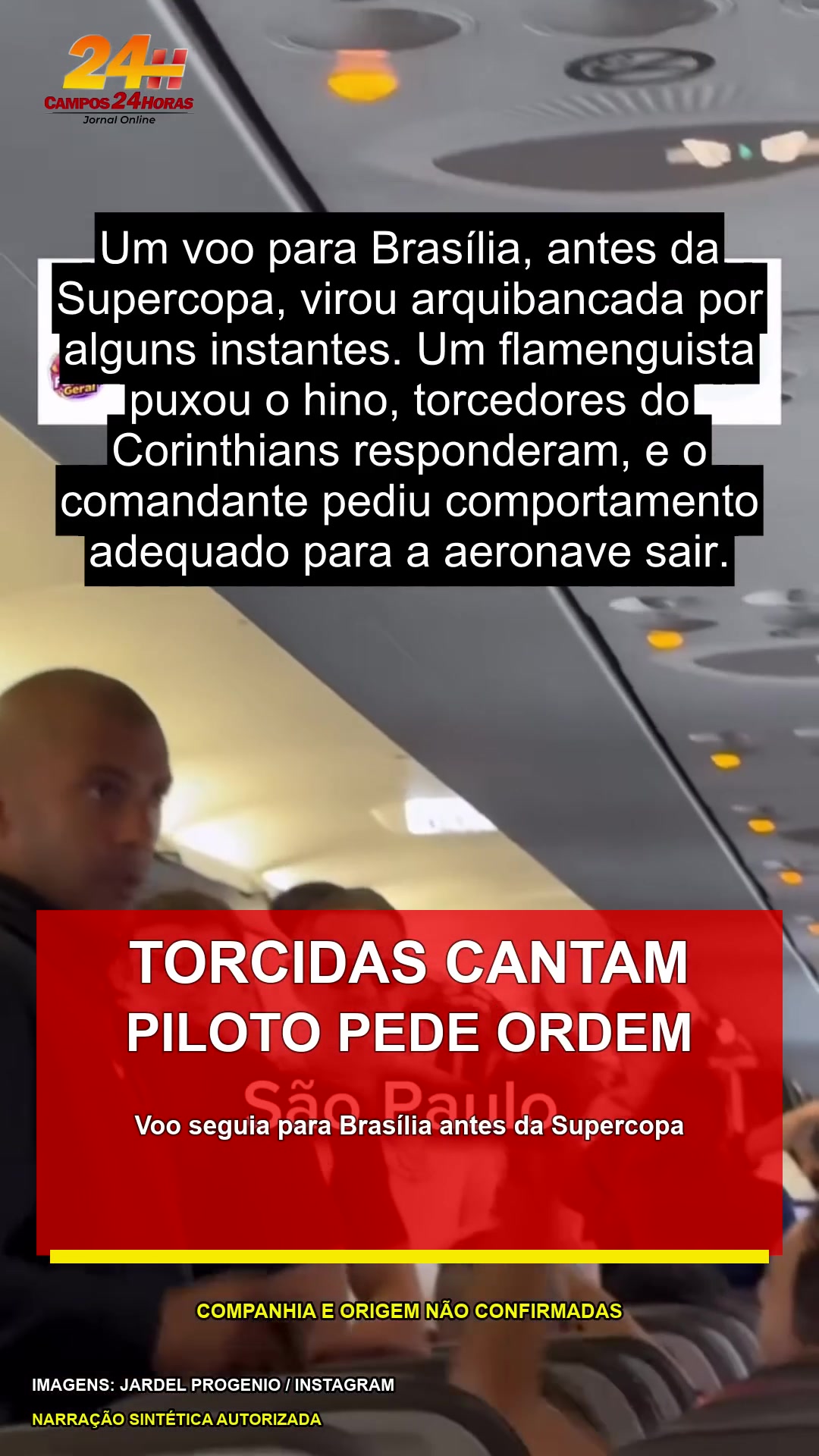 Torcedores cantam em voo para Brasília, e piloto pede ordem antes da Supercopa
