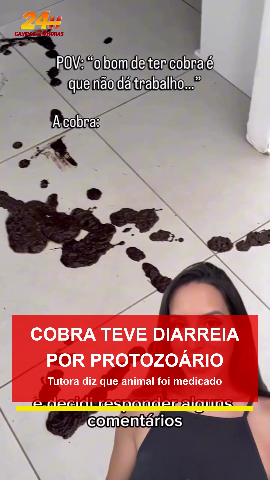 Tutora diz que píton albina teve diarreia por protozoário e passou por cirurgia