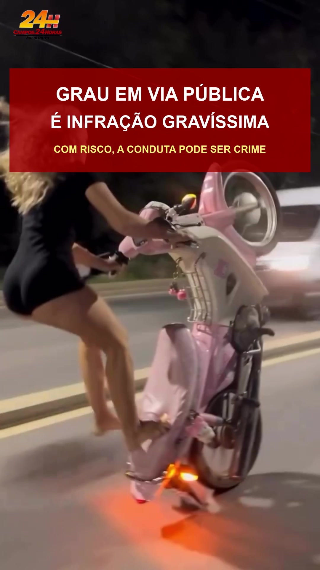 Grau com moto em via pública: vídeo mostra queda e reforça alerta sobre riscos