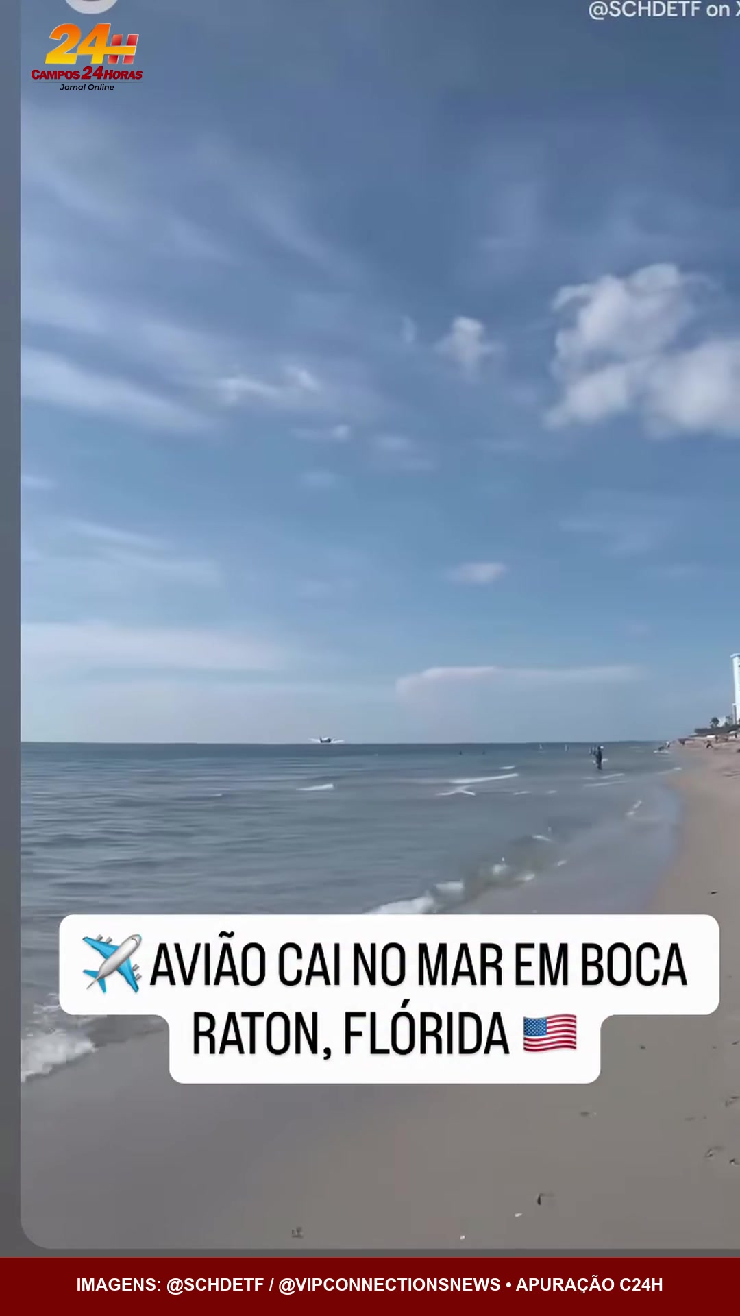 Aeronave se aproxima da água diante de banhistas em Boca Raton