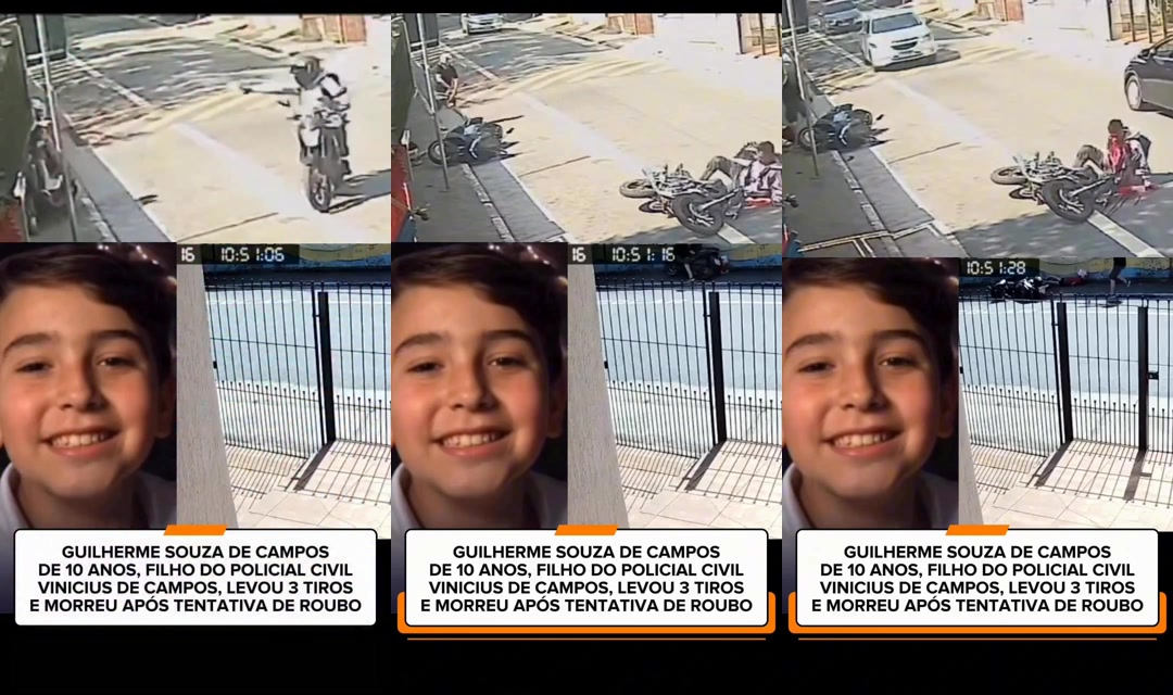 Montagem reúne três quadros do vídeo original da ocorrência