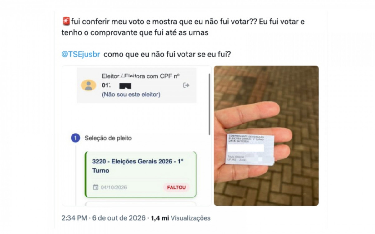 Erro no site do TSE dá falta a eleitores que votaram no 1º turno
