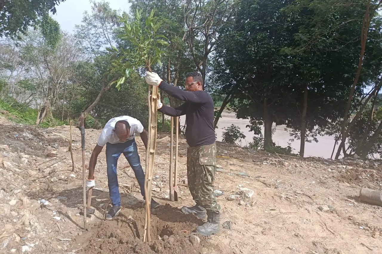 Prefeitura faz ação de arborização e recuperação ambiental às margens do Paraíba