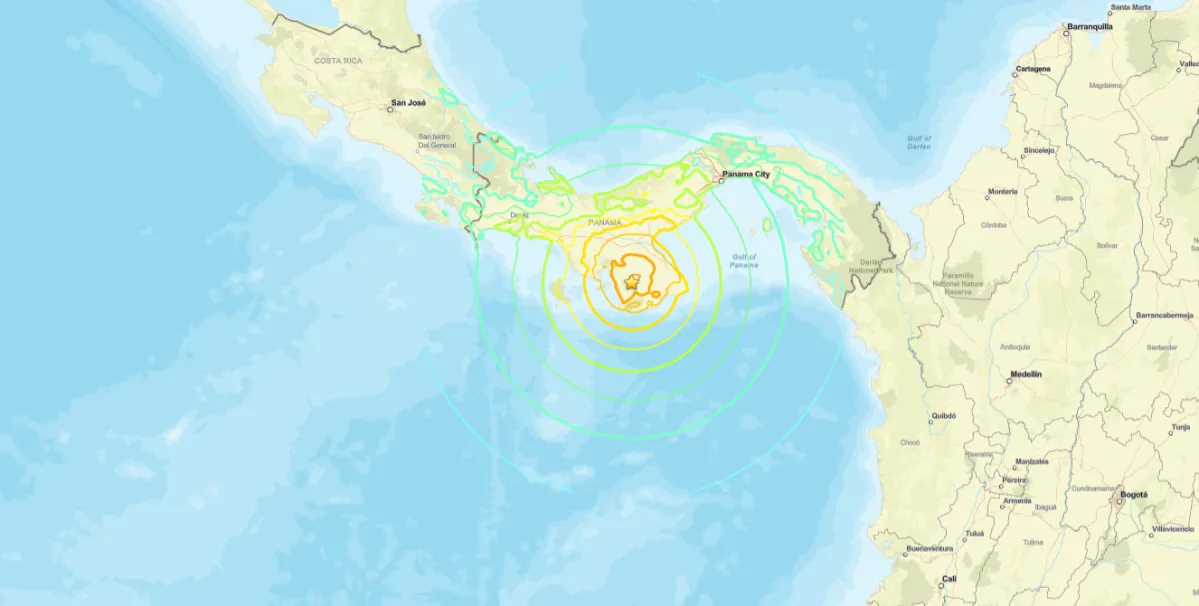 Forte terremoto de magnitude 7,7 é sentido no Panamá