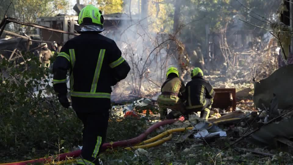 Destroços após ataque russo em Zaporizhzhia