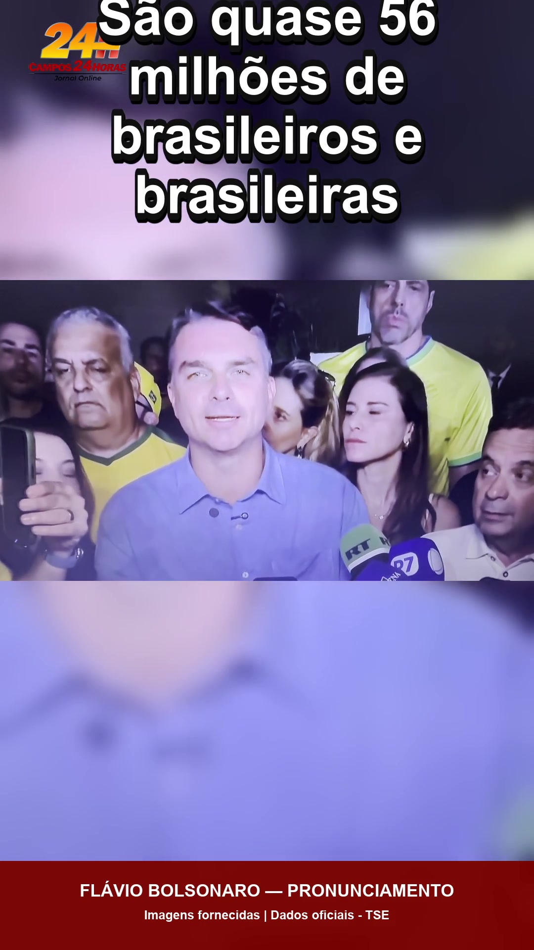 Flávio Bolsonaro durante pronunciamento após a apuração